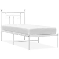 vidaXL Metal Bed Frame without Mattress with Headboard White 75x190 cm Small Single