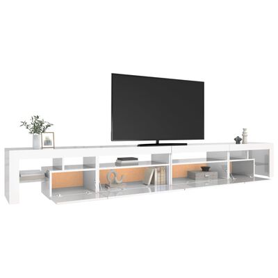 vidaXL TV Cabinet with LED Lights High Gloss White 290x36.5x40 cm