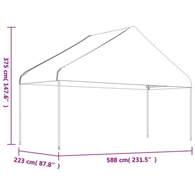 vidaXL Gazebo with Roof White 13.38x5.88x3.75 m Polyethylene