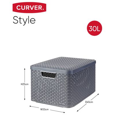 vloeistof Lima Automatisering Curver Style Storage Boxes with Lid 3 pcs Size L Anthracite | vidaXL.co.uk