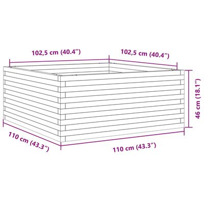 vidaXL Garden Planter 110x110x46 cm Impregnated Wood Pine