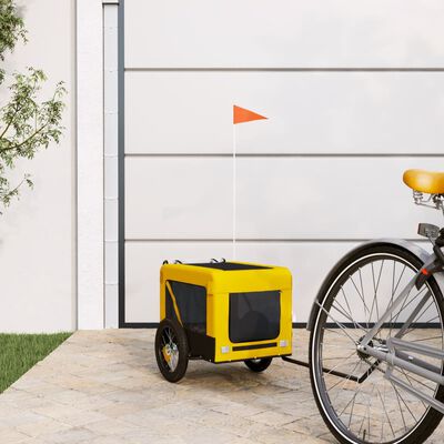 vidaXL Pet Bike Trailer Yellow and Black Oxford Fabric&Iron