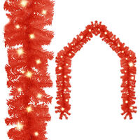 vidaXL Christmas Garland with LED Lights 10 m Red