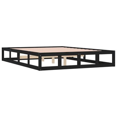 vidaXL Bed Frame without Mattress Black 150x200 cm King Size Solid Wood