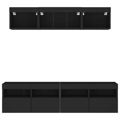 vidaXL 5 Piece TV Wall Units with LED Black Engineered Wood