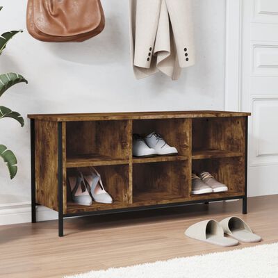 vidaXL Shoe Cabinet Smoked Oak 100x35x50 cm Engineered Wood