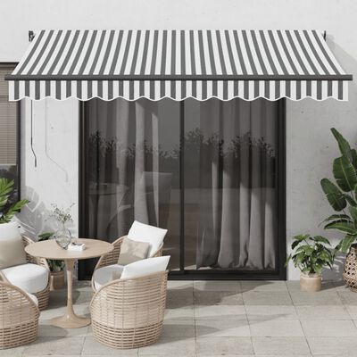 vidaXL Manual Retractable Awning Anthracite&White 350x250 cm