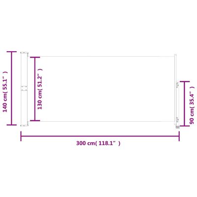 vidaXL Patio Retractable Side Awning 140x300 cm Blue