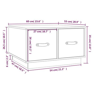 vidaXL Coffee Table Honey Brown 60x53x35 cm Solid Wood Pine