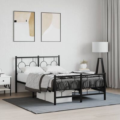 vidaXL Metal Bed Frame without Mattress with Footboard Black 120x200 cm