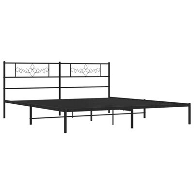 vidaXL Metal Bed Frame without Mattress with Headboard Black 193x203 cm