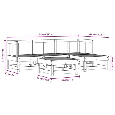 vidaXL 5 Piece Garden Lounge Set Black Solid Wood Pine