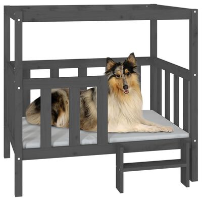 vidaXL Dog Bed Grey 105.5 x 83.5 x 100 cm Solid Wood Pine