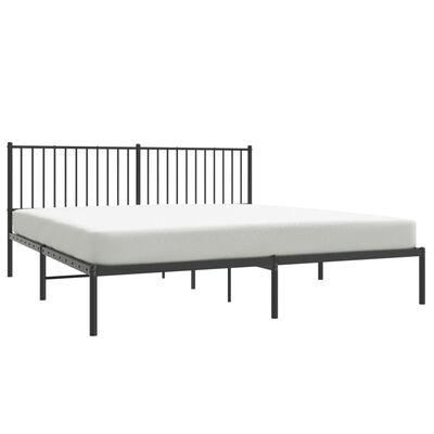 vidaXL Metal Bed Frame without Mattress with Headboard Black 180x200 cm Super King