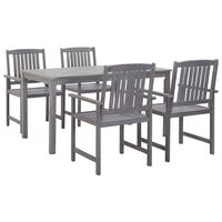 vidaXL 5 Piece Outdoor Dining Set Grey Solid Acacia Wood