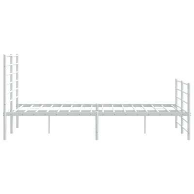 vidaXL Metal Bed Frame without Mattress with Footboard White 140x190 cm