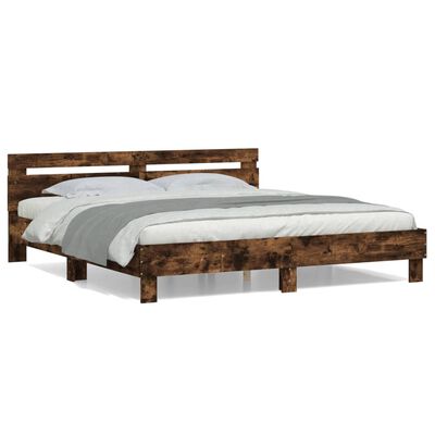 vidaXL Bed Frame without Mattress Smoked Oak 160x200 cm