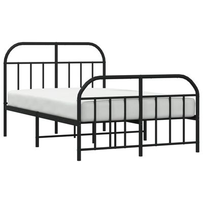 vidaXL Metal Bed Frame without Mattress with Footboard Black 120x190 cm Small Double