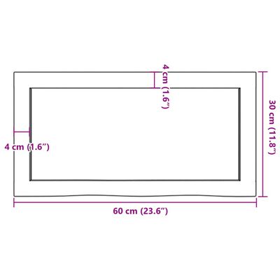 vidaXL Bathroom Countertop 60x30x(2-6) cm Untreated Solid Wood