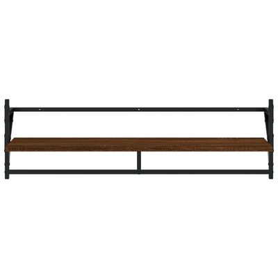 vidaXL Wall Shelves with Bars 2 pcs Brown Oak 100x25x30 cm