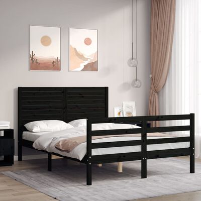 vidaXL Bed Frame without Mattress Black 120x200 cm Solid Wood