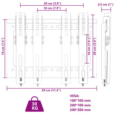 vidaXL TV Wall Mount for 14-42 Inch Screen Max VESA 200x200 mm 30kg