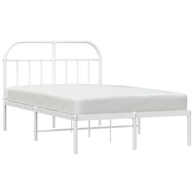 vidaXL Metal Bed Frame without Mattress with Headboard White 120x200 cm