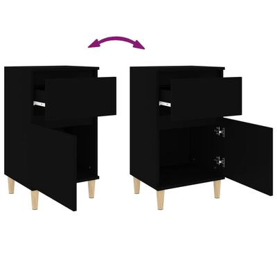 vidaXL Bedside Cabinet Black 40x35x70 cm