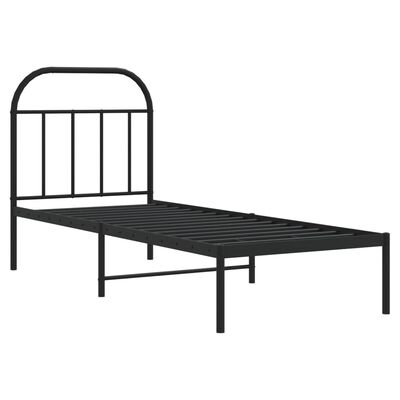 vidaXL Metal Bed Frame without Mattress with Headboard Black 75x190 cm Small Single