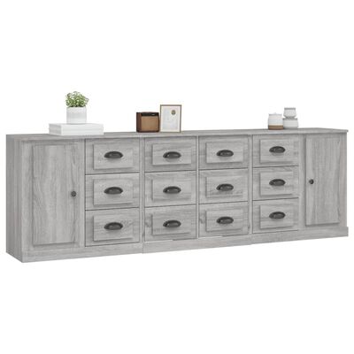 vidaXL Sideboards 3 pcs Grey Sonoma Engineered Wood