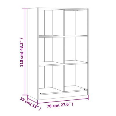 vidaXL Bookcase White 70x33x110 cm Solid Wood Pine