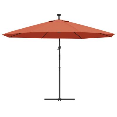 vidaXL Cantilever Garden Parasol with LED Lights Terracotta 350 cm