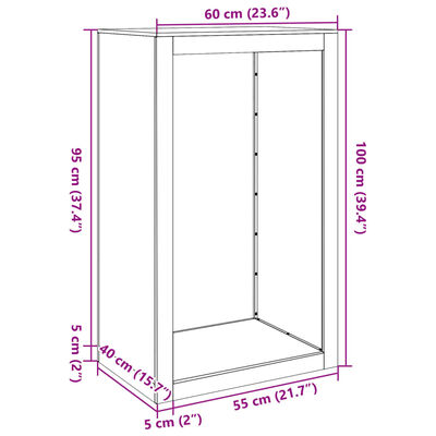 vidaXL Firewood Rack 60x40x100 cm Galvanised Steel