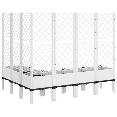 vidaXL Garden Planter with Trellis White 160x120x142 cm PP