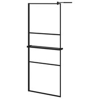 vidaXL Walk-in Shower Wall with Shelf Black 80x195 cm ESG Glass&Aluminium