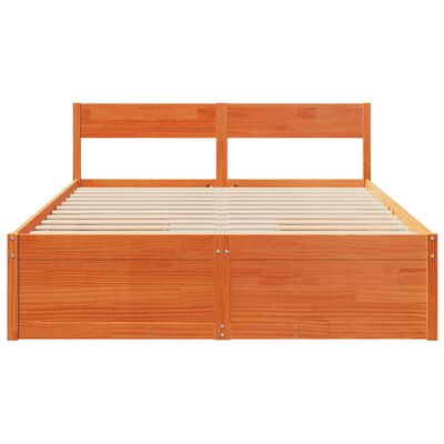 vidaXL Bed Frame without Mattress Wax Brown 150x200 cm King Size Solid Wood Pine