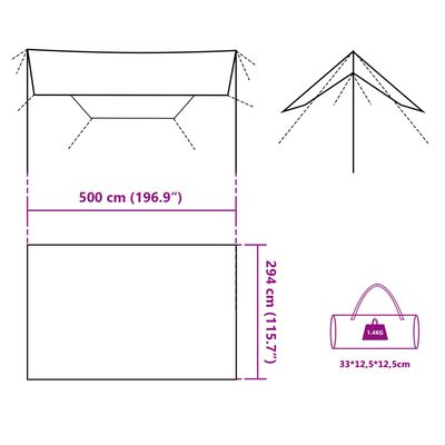 vidaXL Camping Tarp Grey and Orange 500x294 cm Waterproof