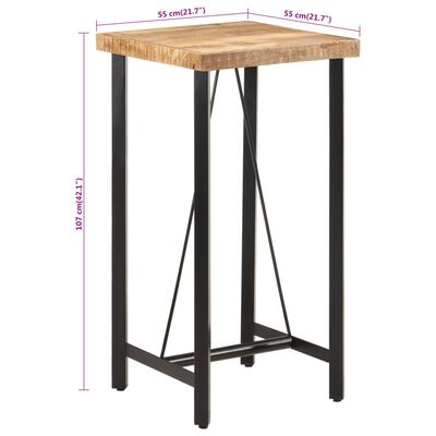 vidaXL Bar Table 55x55x107 cm Solid Wood Mango and Iron