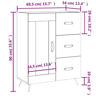 vidaXL Sideboard Smoked Oak 69.5x34x90 cm Engineered Wood