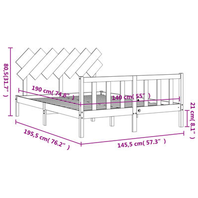 vidaXL Bed Frame without Mattress White 140x190 cm Solid Wood Pine