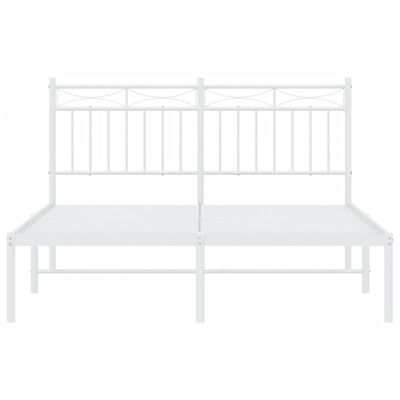 vidaXL Metal Bed Frame without Mattress with Headboard White 135x190 cm Double