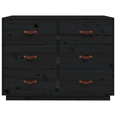 vidaXL Sideboard Black 100x40x75 cm Solid Wood Pine