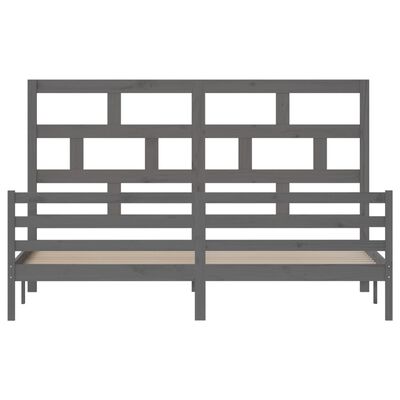 vidaXL Bed Frame without Mattress Grey Solid Wood 200x200 cm (810452+814216)