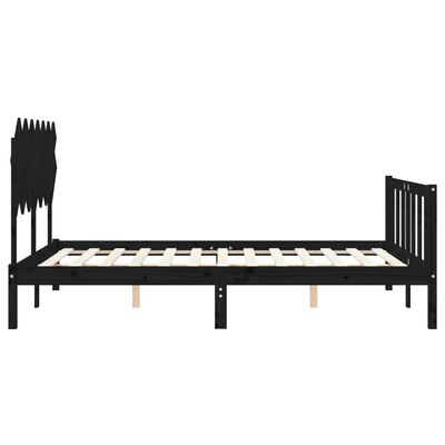 vidaXL Bed Frame without Mattress Black King Size Solid Wood Pine