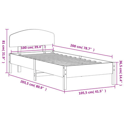 vidaXL Bed Frame without Mattress Wax Brown 100x200 cm Solid Wood Pine