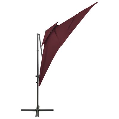 vidaXL Cantilever Garden Parasol with Double Top Bordeaux Red 250x250 cm