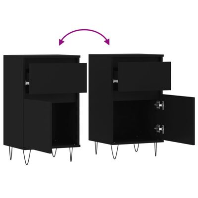 vidaXL Sideboards 2 pcs Black 40x35x70 cm Engineered Wood