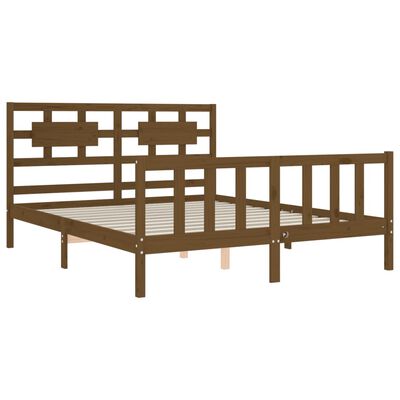 vidaXL Bed Frame without Mattress Honey Brown King Size Solid Wood Pine