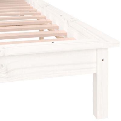 vidaXL LED Bed Frame without Mattress White 140x190 cm Solid Wood