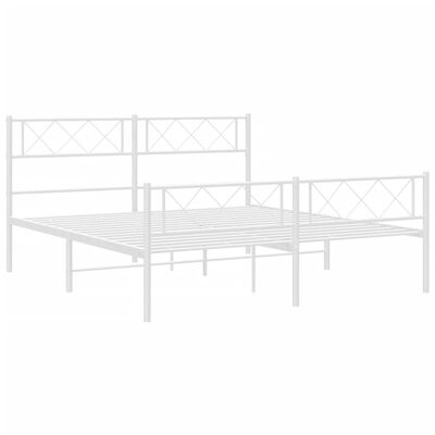 vidaXL Metal Bed Frame without Mattress with Footboard White 120x200 cm